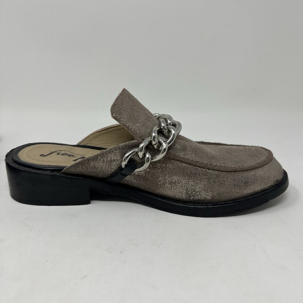 Free People EU 36 Women's Size 5.5-6 Vida Silver Metallic Chain Leather Mules - Picture 7 of 11